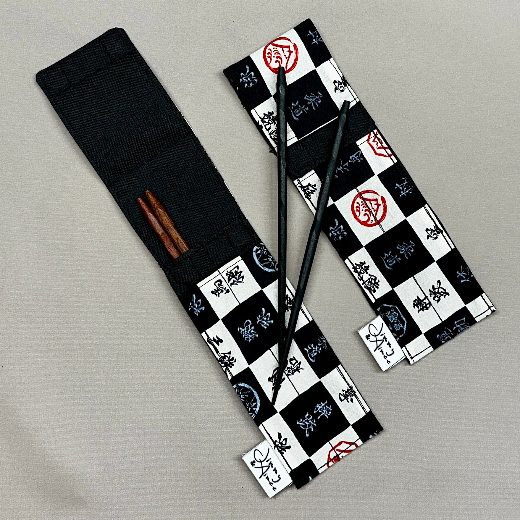 Black & White Japanese Kanji Chopsticks Case