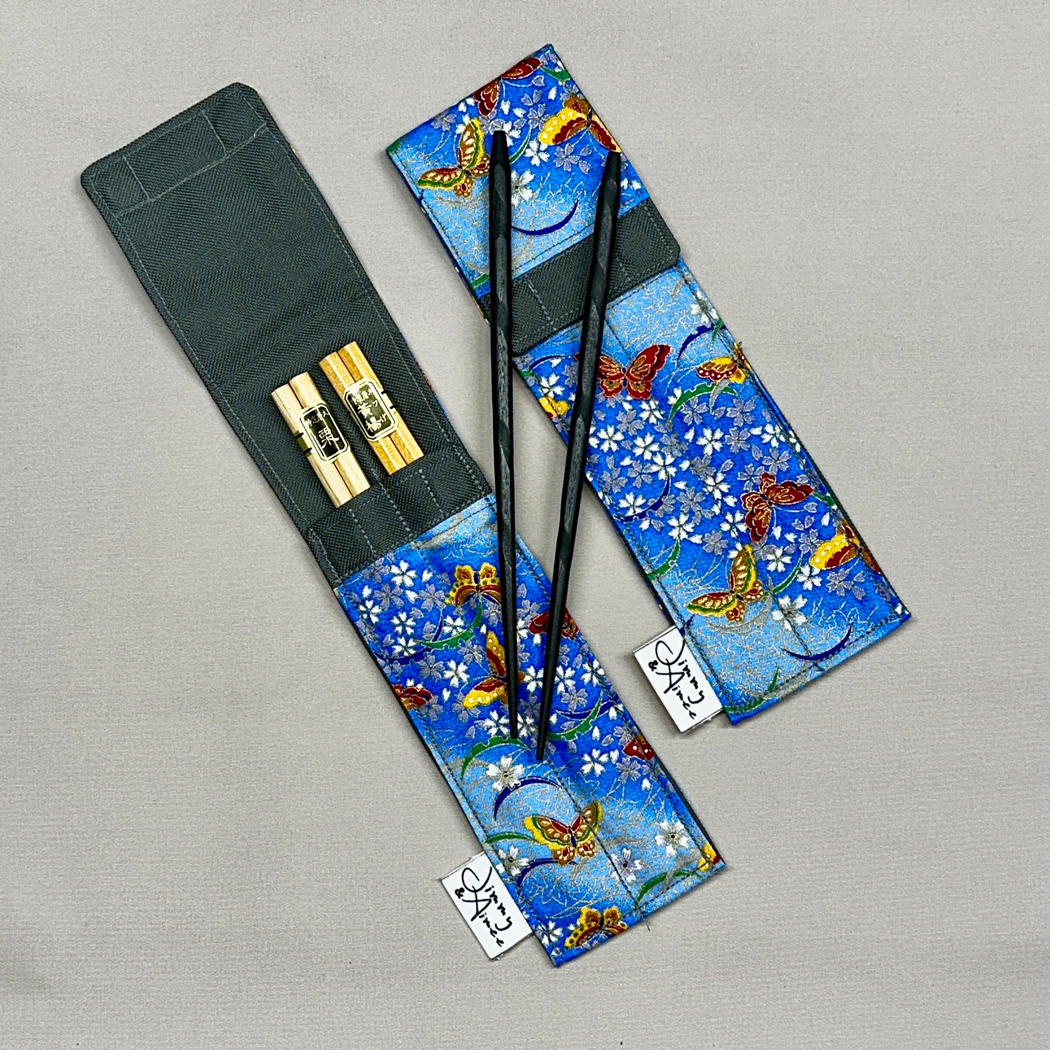 Blue Asian with Butterflies Chopsticks Case