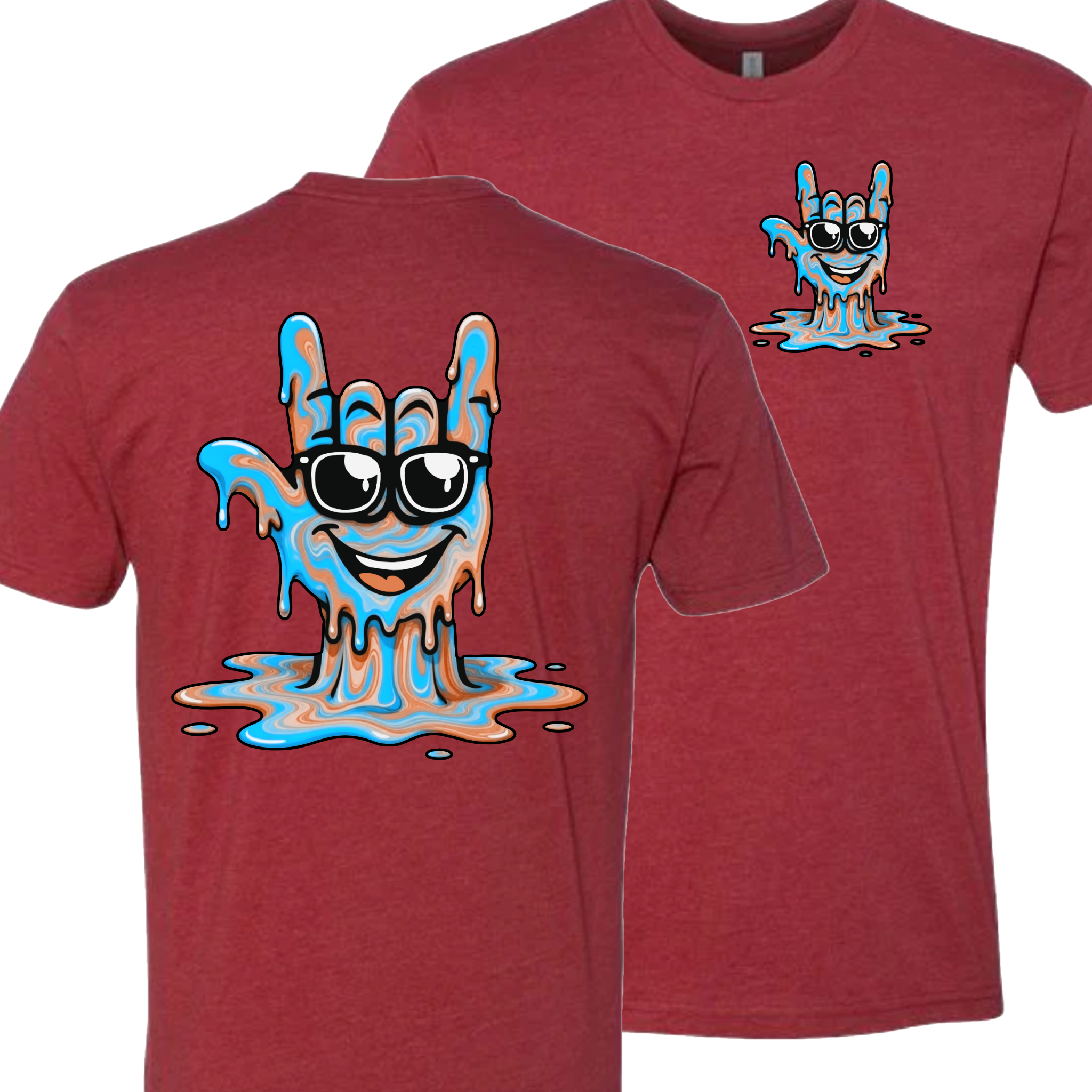 ASL Drip Face T-Shirt - Brown