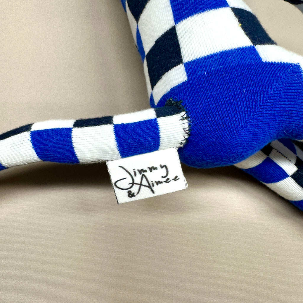 Sock Monkey - Blue & Black Checkered