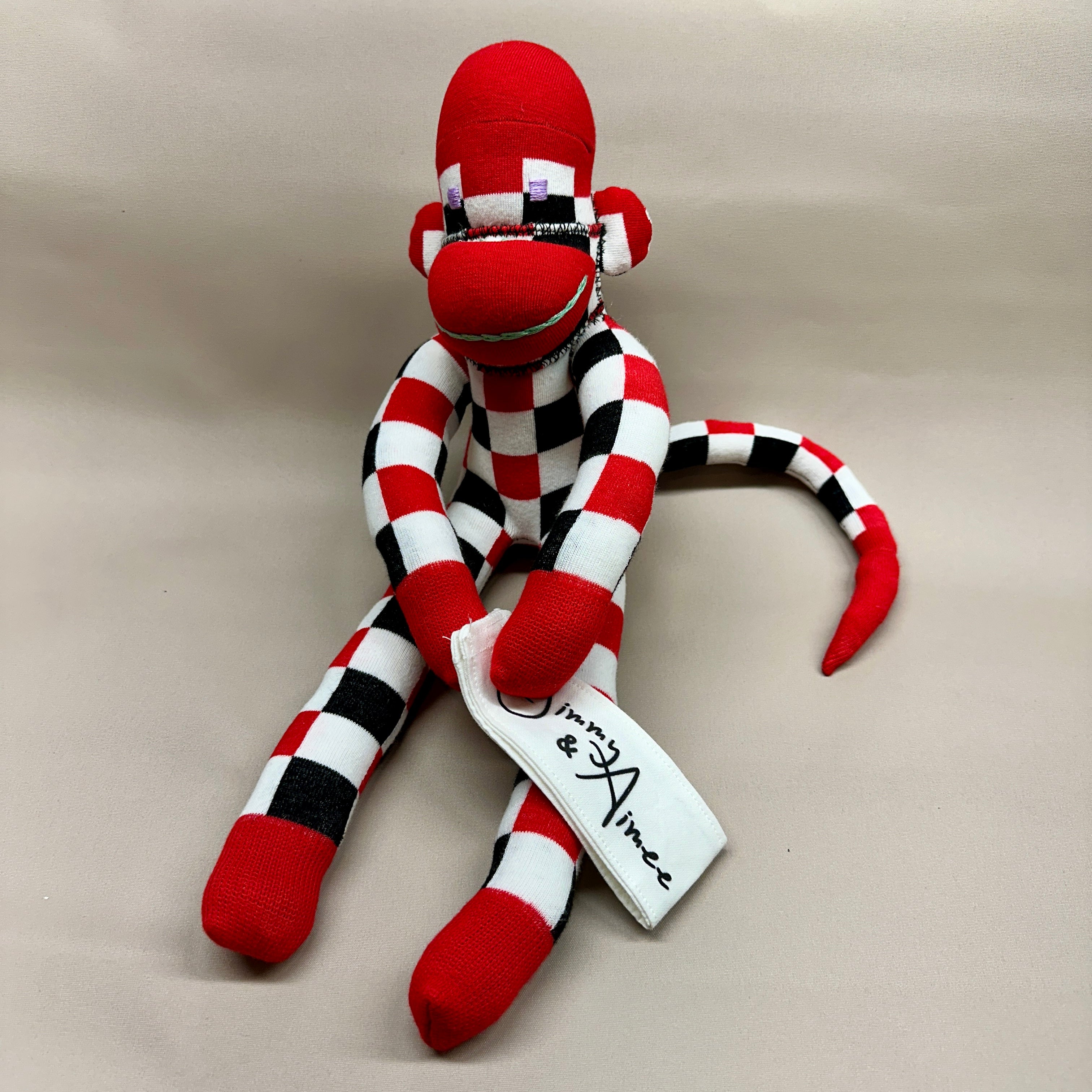 Sock Monkey - Red & Black Checkered