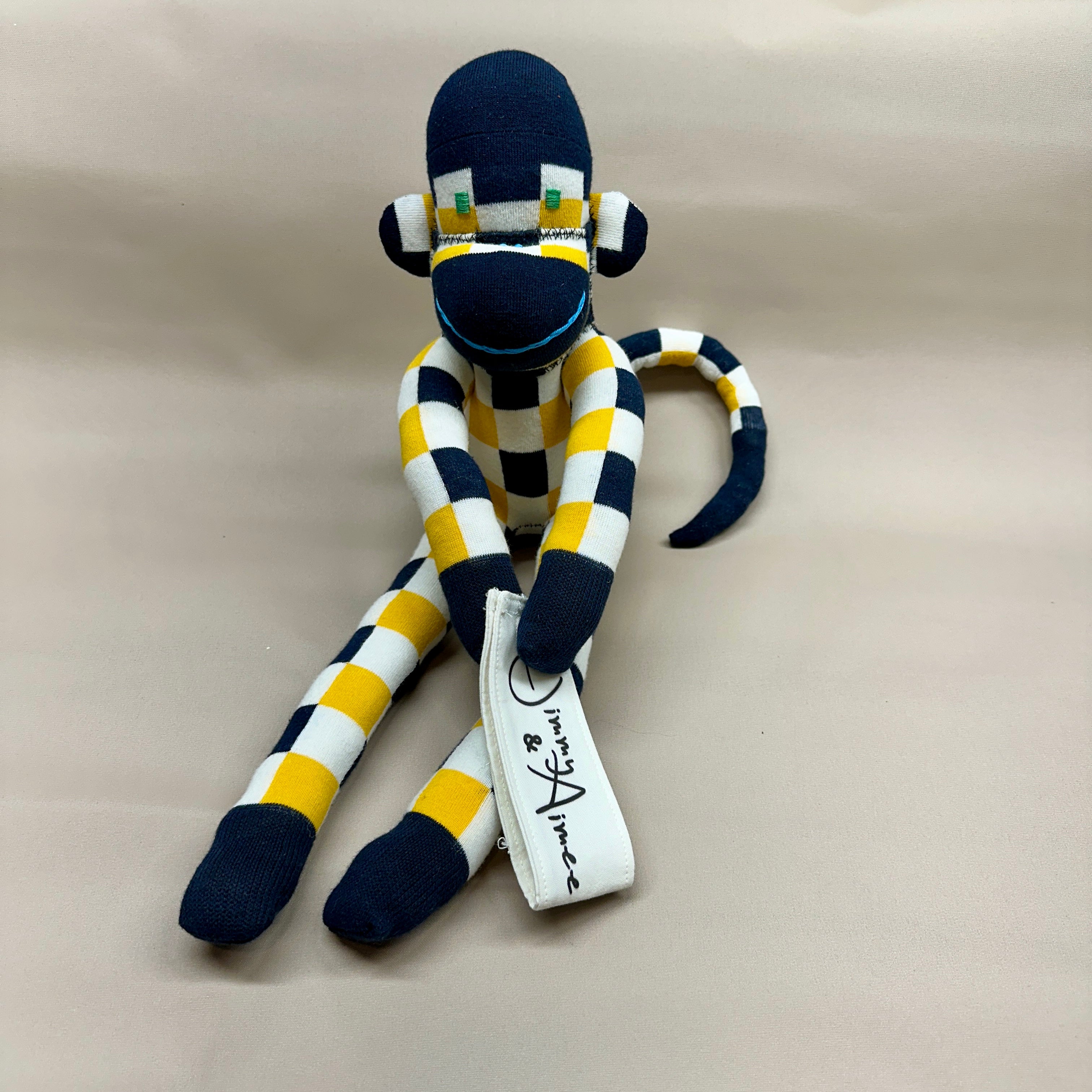 Sock Monkey - Yellow & Black Checkered