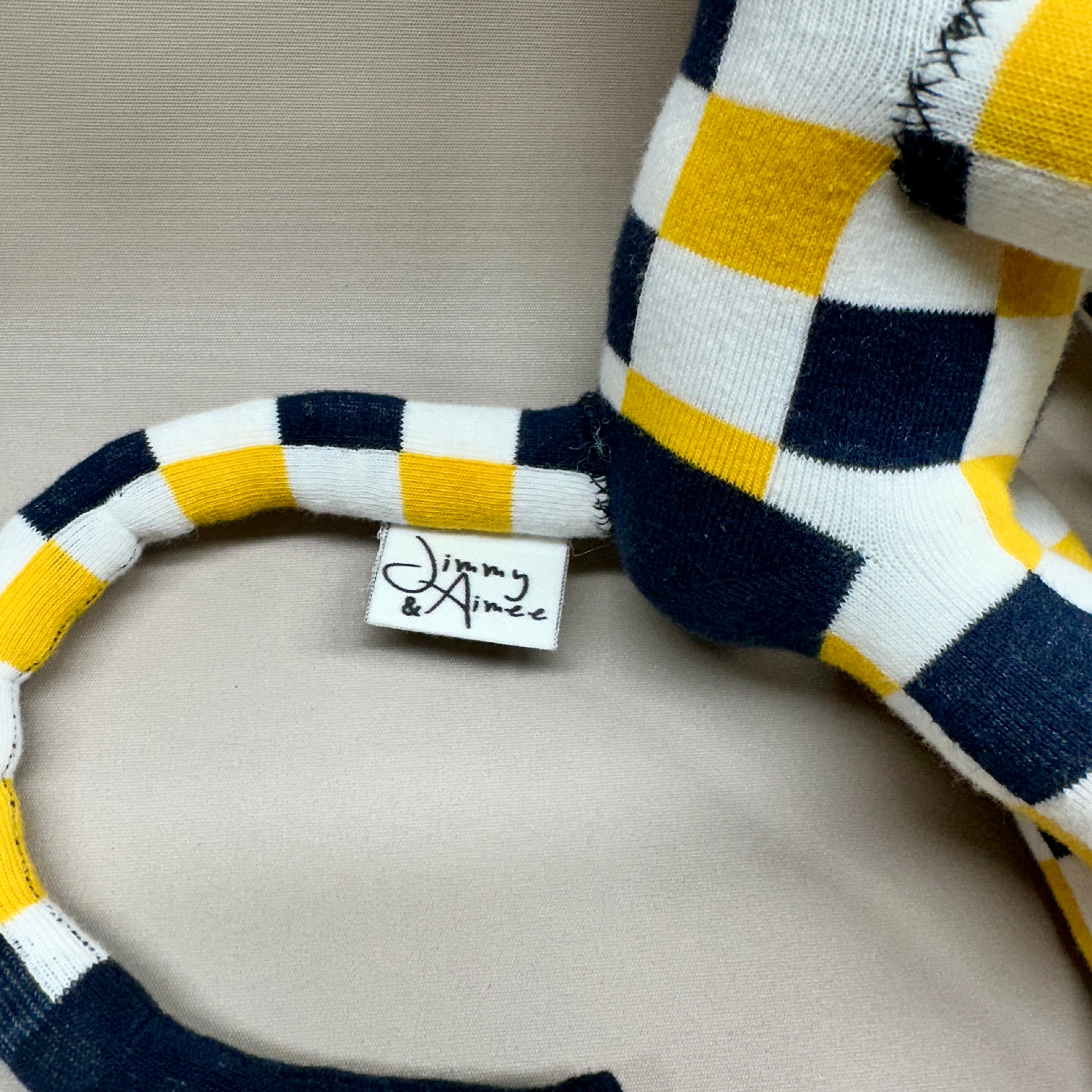 Sock Monkey - Yellow & Black Checkered