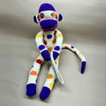 Sock Monkey - White with Colorful Dots, Purple Head & Paws