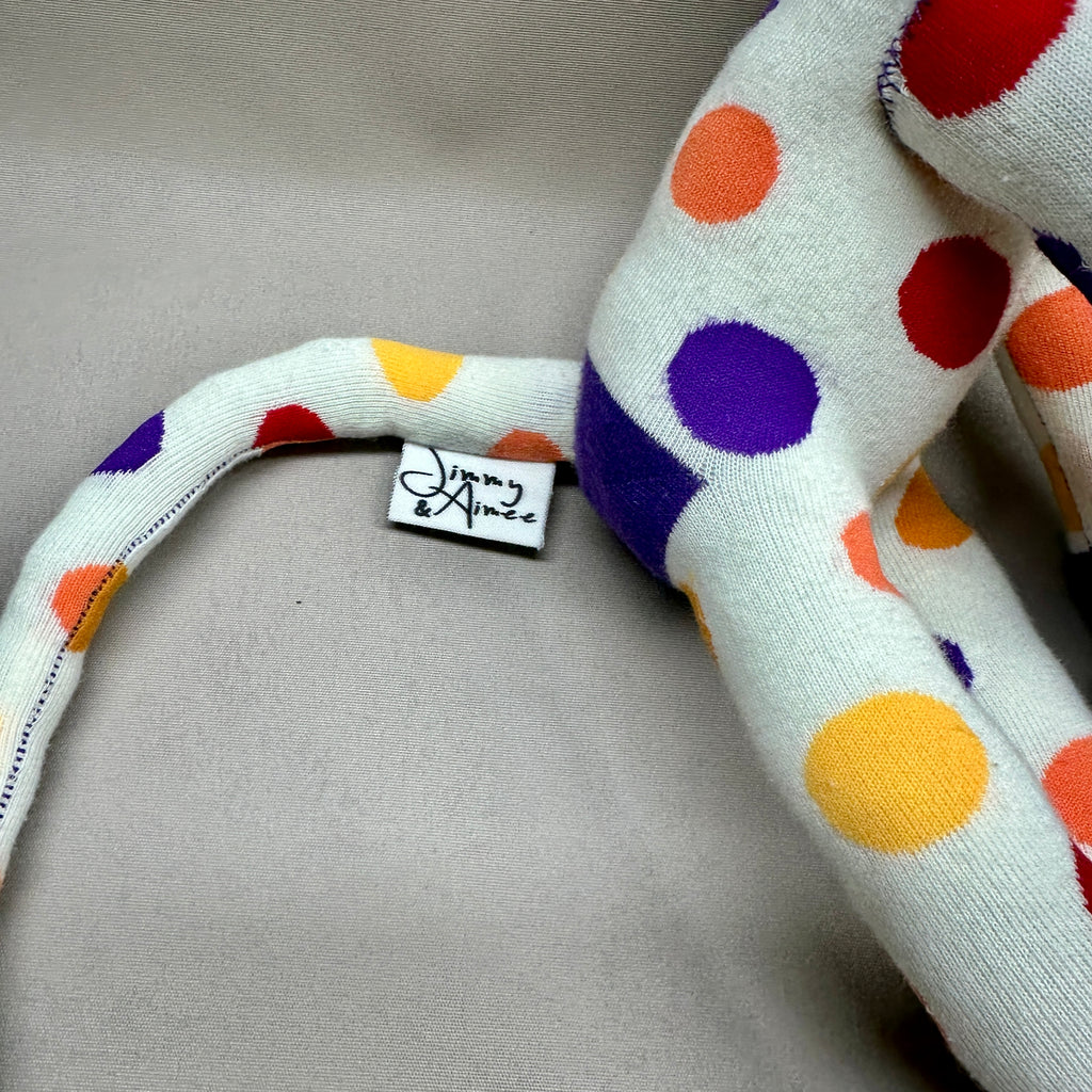 Sock Monkey - White with Colorful Dots, Purple Head & Paws
