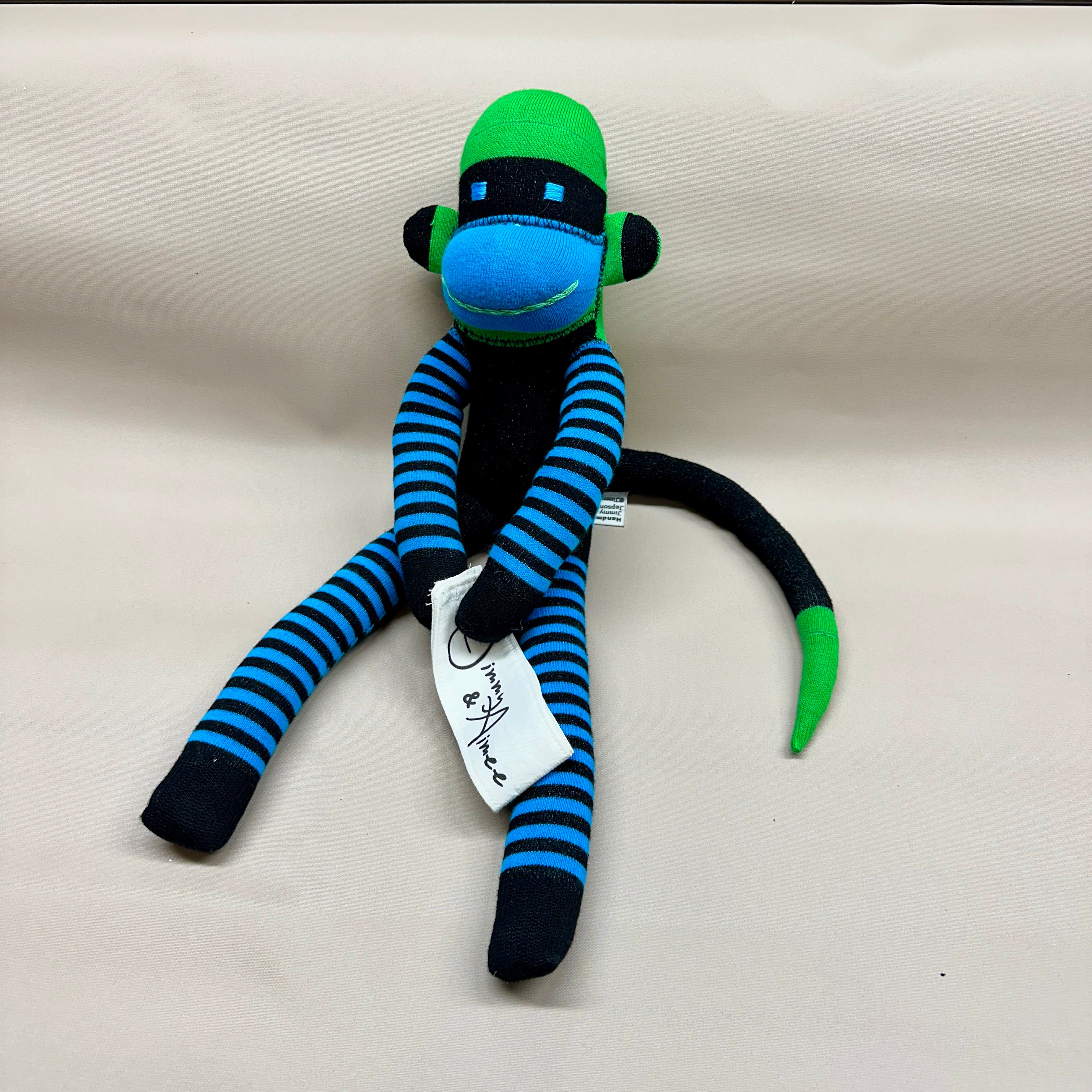 Sock Monkey - Black, Blue, Green