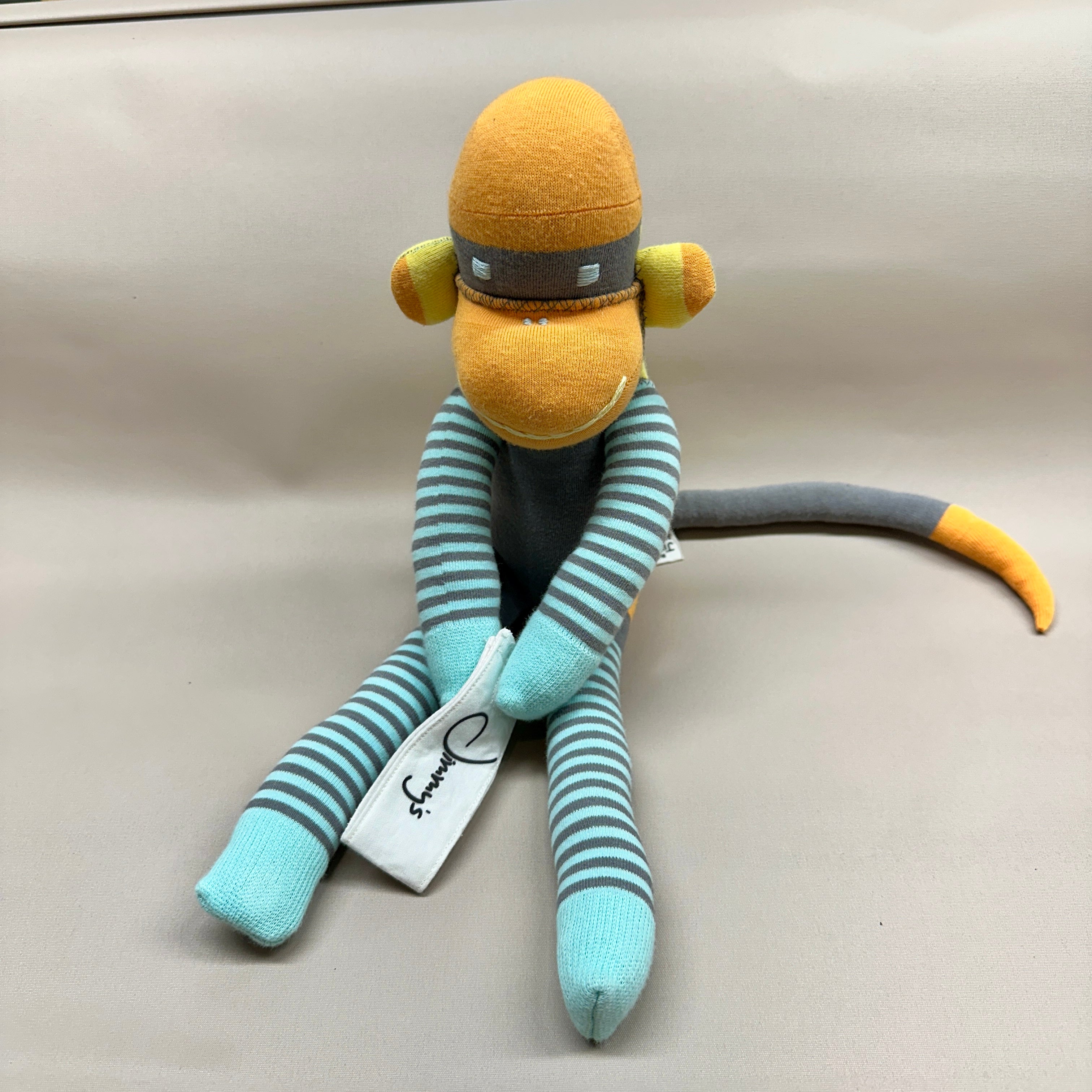 Sock Monkey - Grey, Blue, Orange