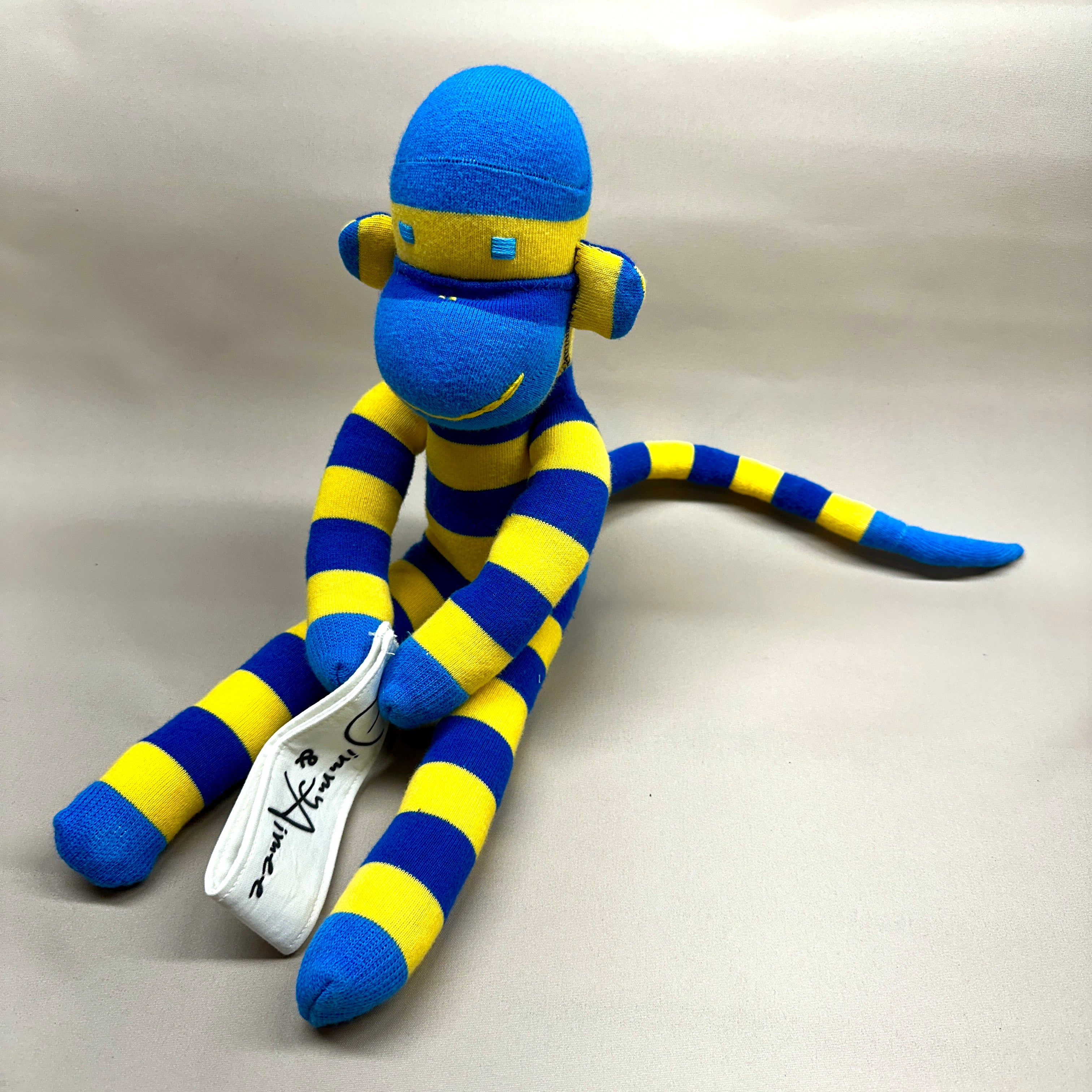 Sock Monkey - Blue & Yellow Stripes