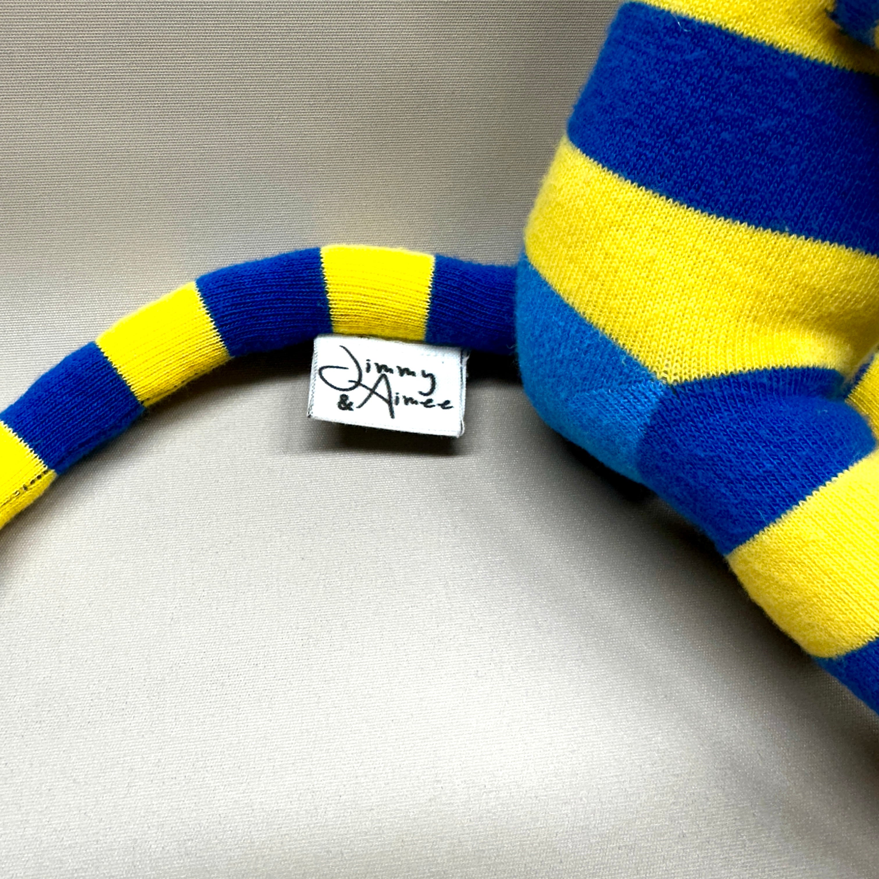 Sock Monkey - Blue & Yellow Stripes