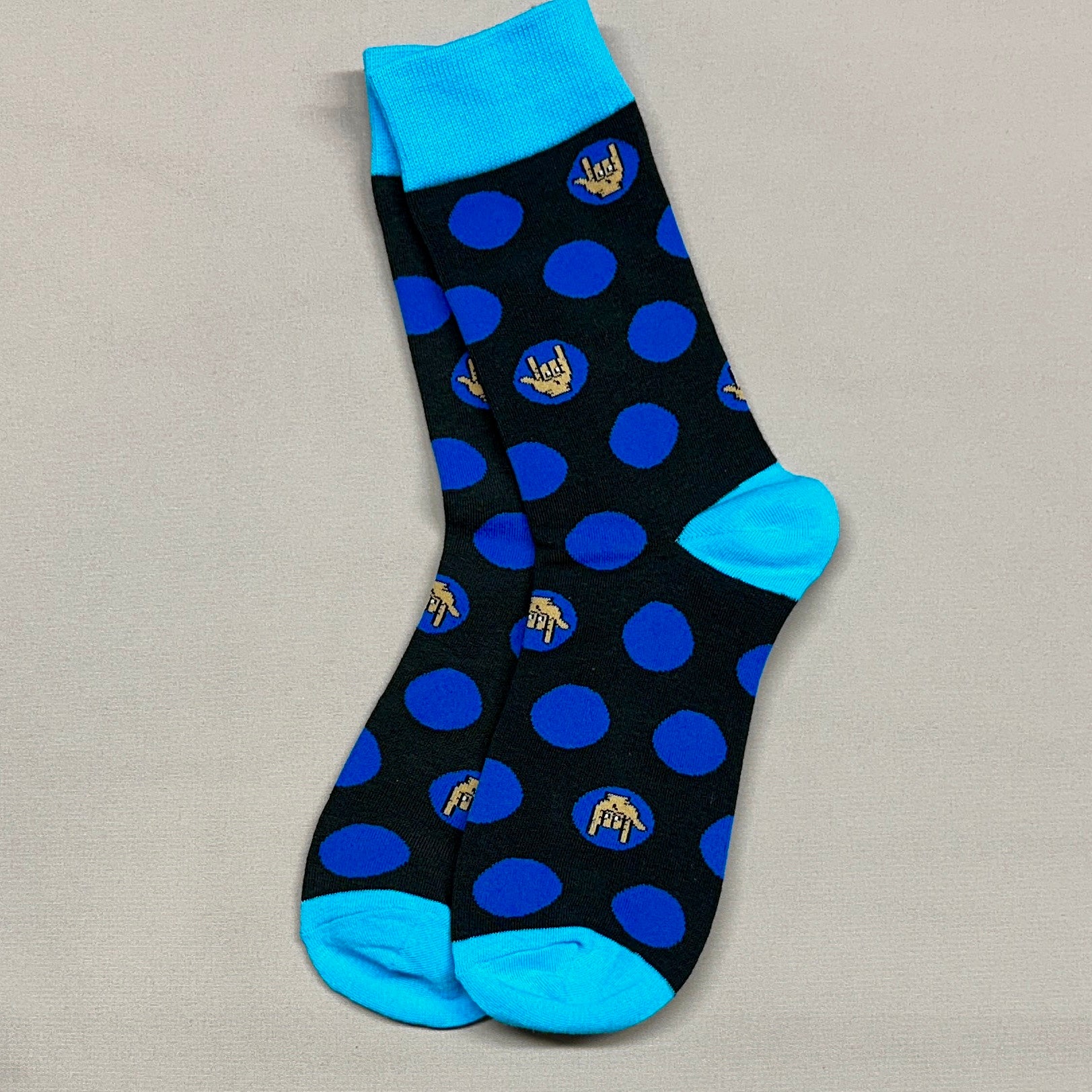Black with Royal Blue Dots Socks