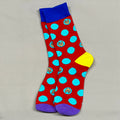 Red with Light Blue Dots Socks