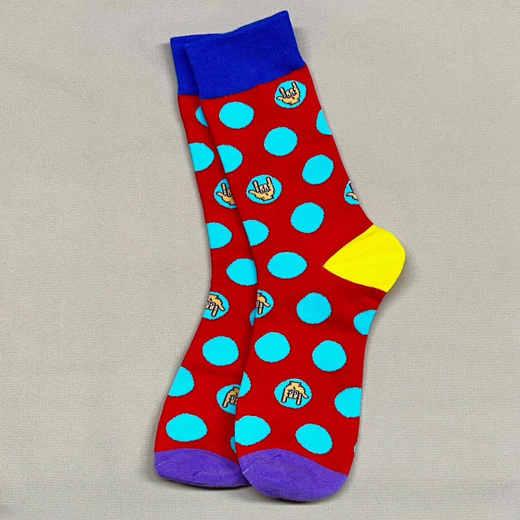 Red with Light Blue Dots Socks