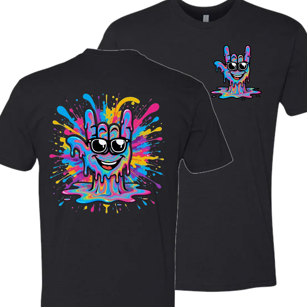 ASL Splash Face T-Shirt - Rainbow