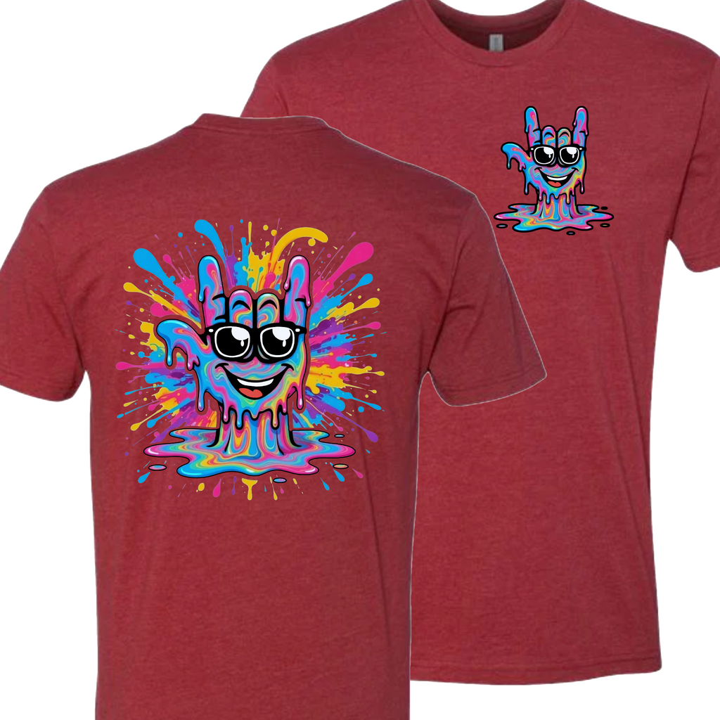 ASL Splash Face T-Shirt - Rainbow