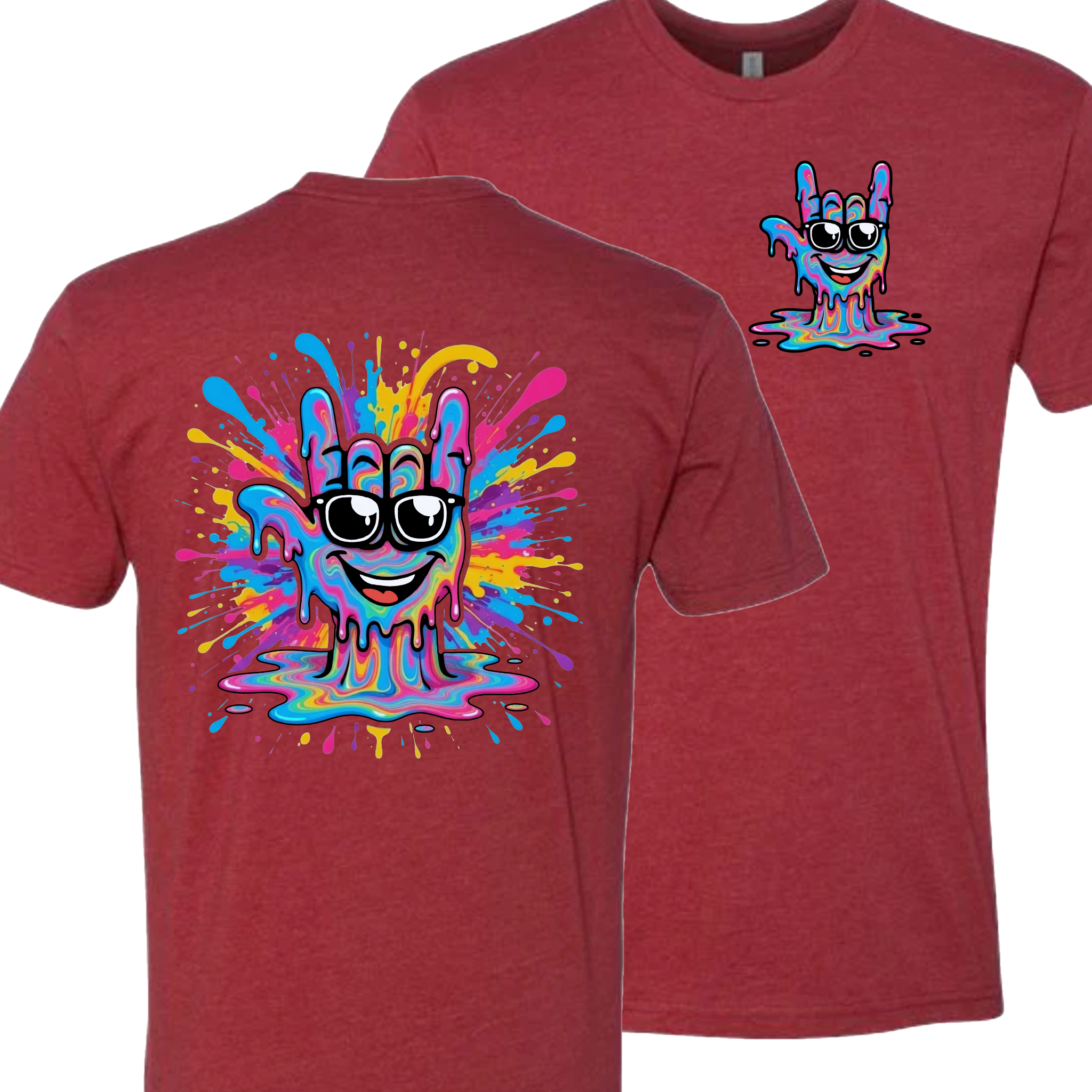 ASL Splash Face T-Shirt - Rainbow