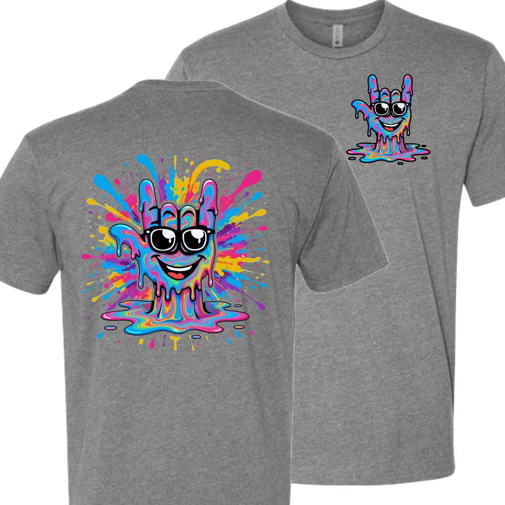 ASL Splash Face T-Shirt - Rainbow