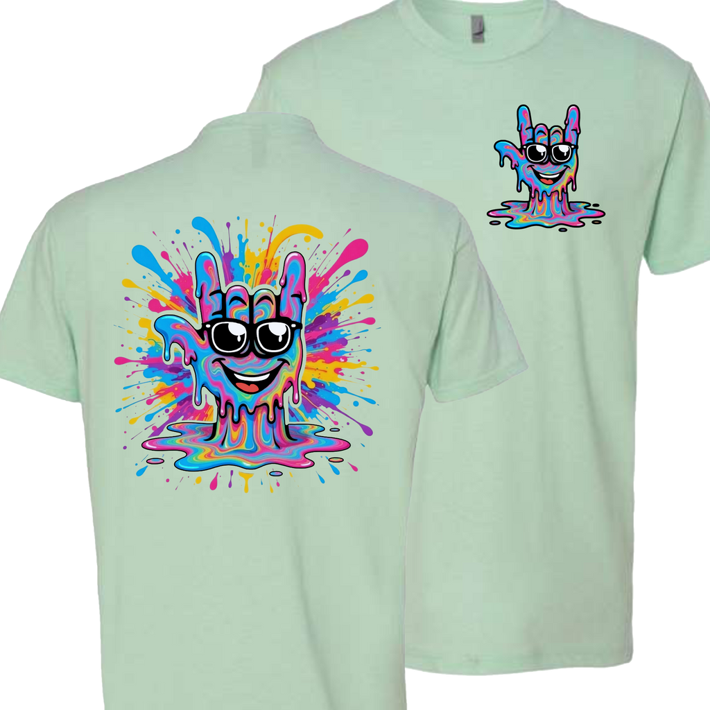 ASL Splash Face T-Shirt - Rainbow