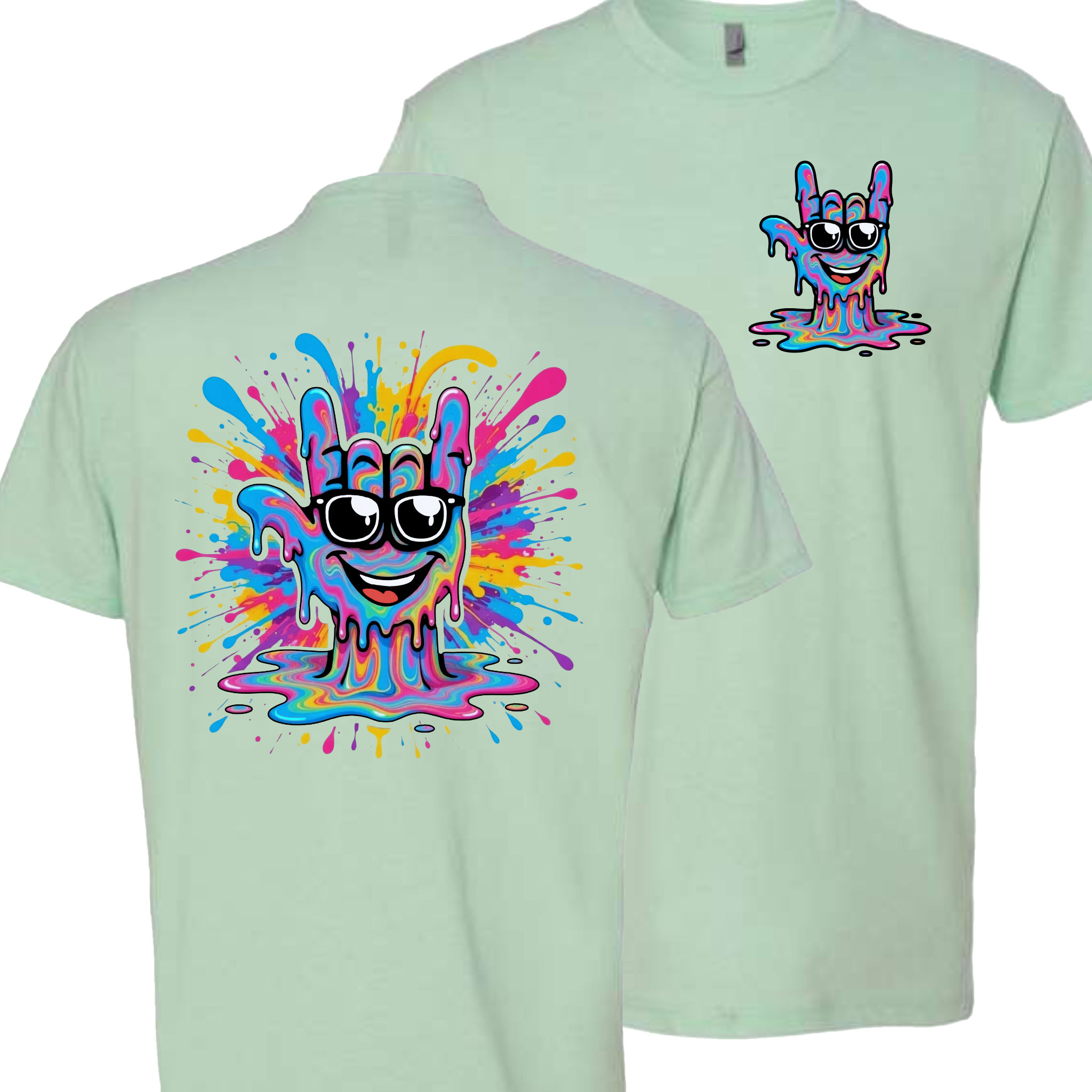 ASL Splash Face T-Shirt - Rainbow