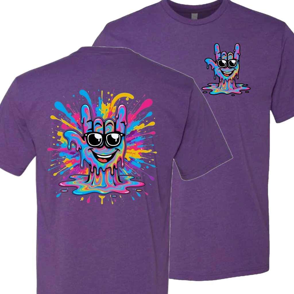 ASL Splash Face T-Shirt - Rainbow