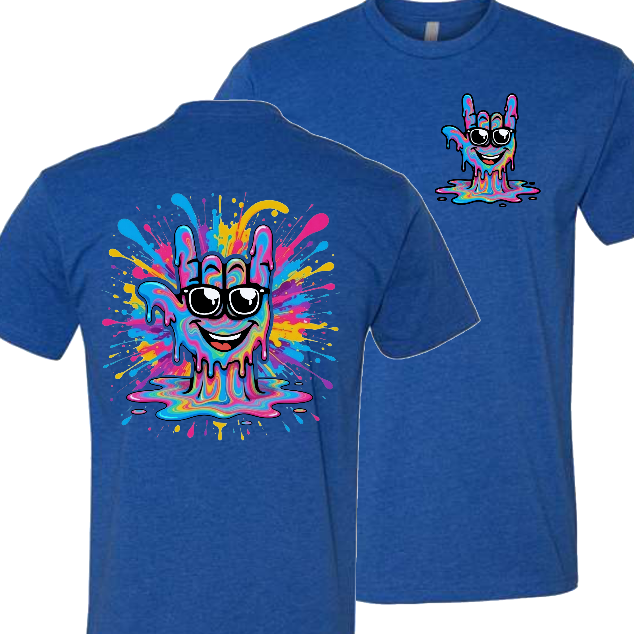 ASL Splash Face T-Shirt - Rainbow