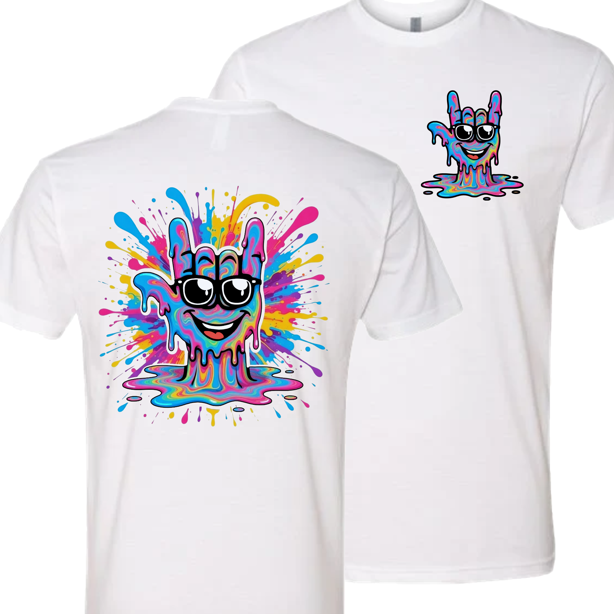 ASL Splash Face T-Shirt - Rainbow